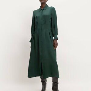 Everlane Hammered Satin Shirt Dress in Green NWT size 6